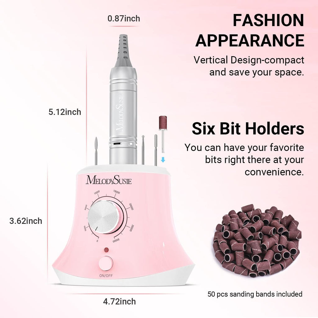 MELODYSUSIE Scarlet Nail Drill 30000RPM, Professional Low Noise, Low Vibration, Electric Nail Files, Nail Drill Machine for Acrylic Nails and Gel Nails, Electronic equipment(Pink)