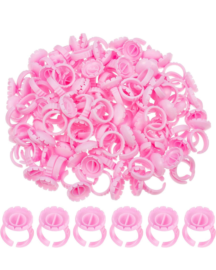 Pink Glue Rings 100 pcs