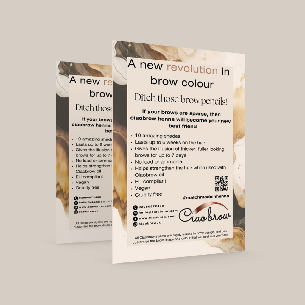 CiaoBrow Henna 75 Aftercare Leaflets